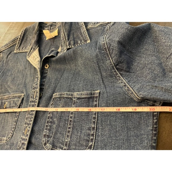 St. John's Bay Thick Stretchy Button Down Denim Shirt/Shacket- Sz MT - Picture 9 of 13